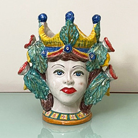 scultura ceramica testa di caltagirone vintage anni80 a 036 C