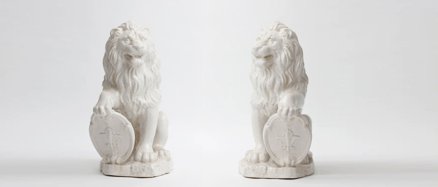 sculture leoni in ceramica inizio novecento 045 C