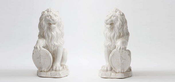 sculture leoni in ceramica inizio novecento a 045 C