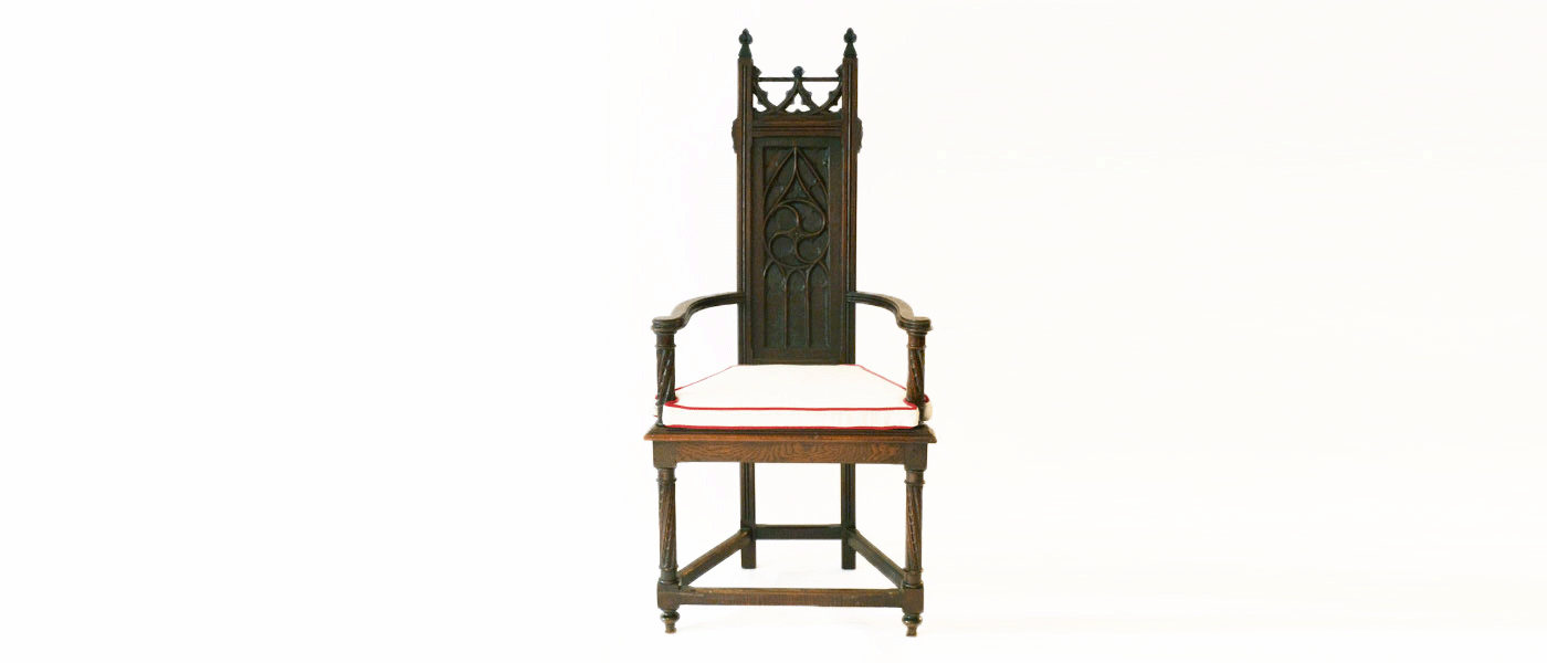 sedia trono neogotico in legno 045 SE