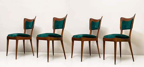 set di quattro sedie vintage designed by paolo buffa anni50 a 098 SE