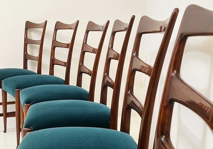 set di sei sedie anni50 di paolo buffa p5 117 SE 1