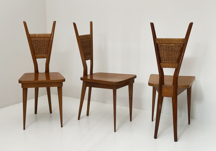 set di sei sedie anni50 in legno e midollino p1 097 SE 1