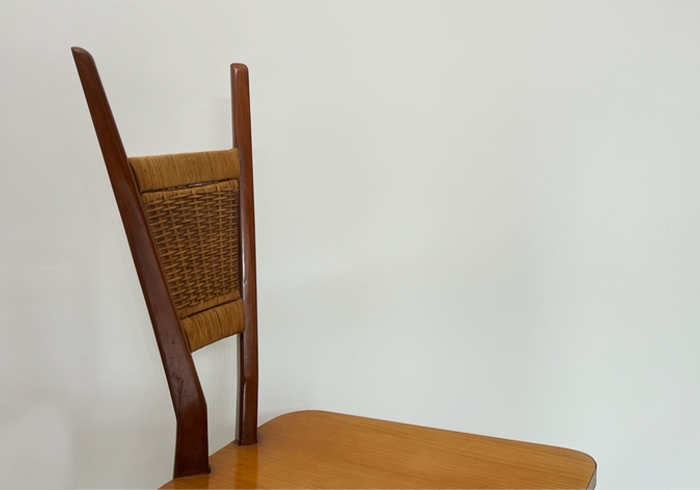 set di sei sedie anni50 in legno e midollino p1 097 SE 2