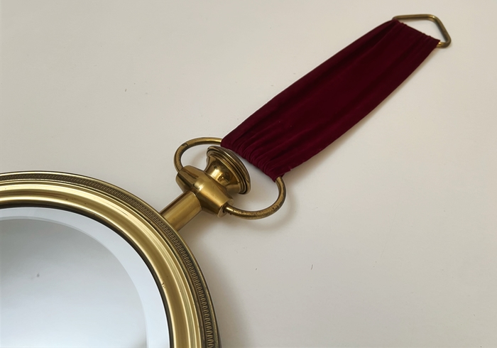specchiera da parete vintage in ottone e velluto p 035 CO 1
