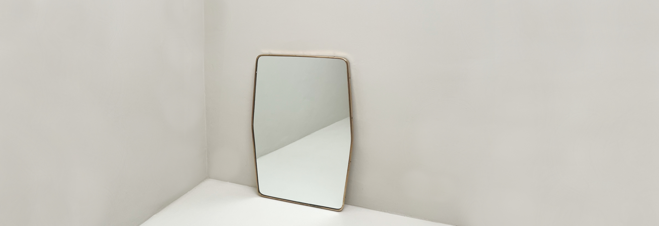 specchiera vintage esagonale anni50 in ottone 35 CO