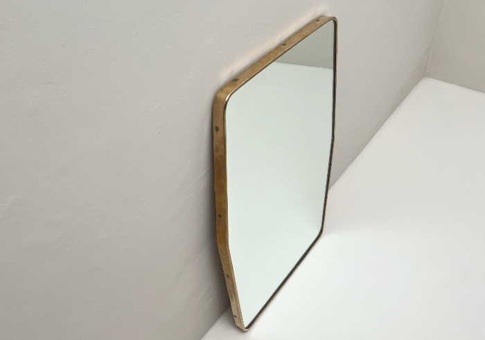 specchiera vintage esagonale anni60 in ottone p 035 CO 1