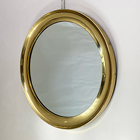 specchio tondo vintage anni60 in ottone a 027 CO