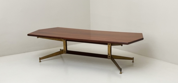 tavolino franco albini basamento ottone piano palissandro A 081 TV