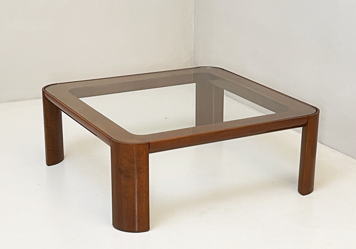 tavolino quadrato vintage in legnoe vetro anni60 P1 064 TV 1
