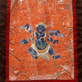 thangka stendardo in seta dipinta a mano indiano di fine ottocento nord india a 034 D