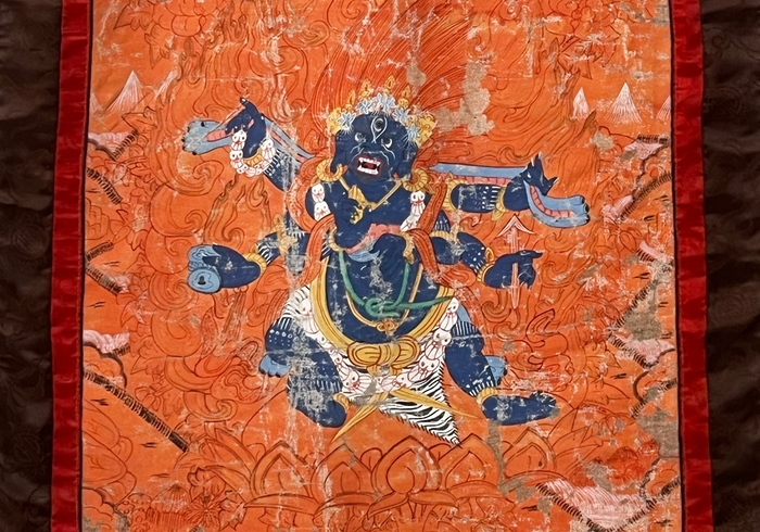 thangka stendardo in seta dipinta a mano indiano di fine ottocento nord india p 034 D 1