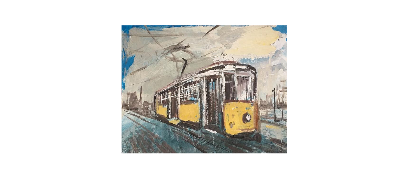 tram milano giovanni cerri dipinto su tavola arte contemporanea 013 GC