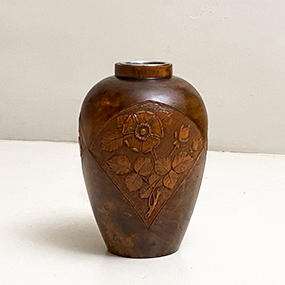 vaso art deco anni30 in legno intagliato a 096 C