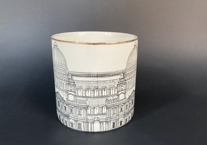 vaso in ceramica anni50 nello stile di fornasetti P4 089 C 1
