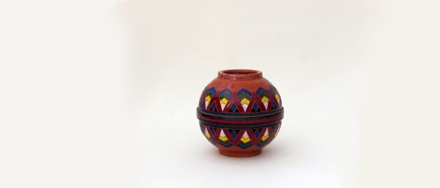 vaso safi ceramica craquele incisa e dipinta anni30 102 C